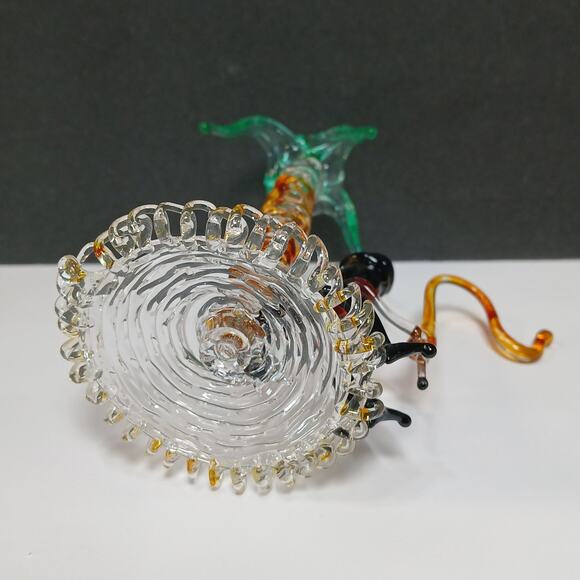 Hand Blown Spun Art Glass Man Fishing Under Palm Tree Figurine - Picture 8 of 11